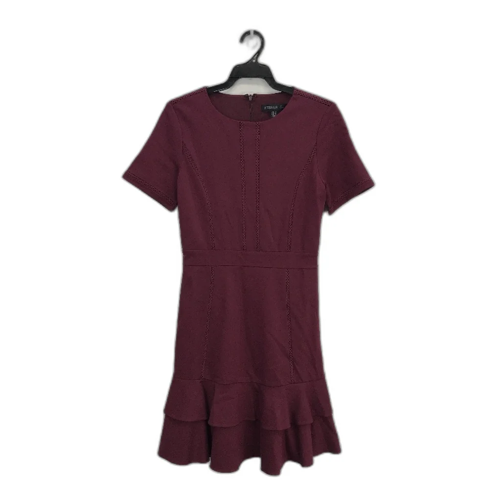 Forever New Plum Short Sleeve Ruffled Patterned Mini Dress Ladies Size AU 8 NEW