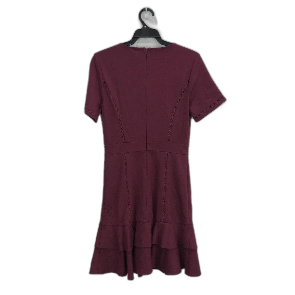Forever New Plum Short Sleeve Ruffled Patterned Mini Dress Ladies Size AU 8 NEW - Image 2