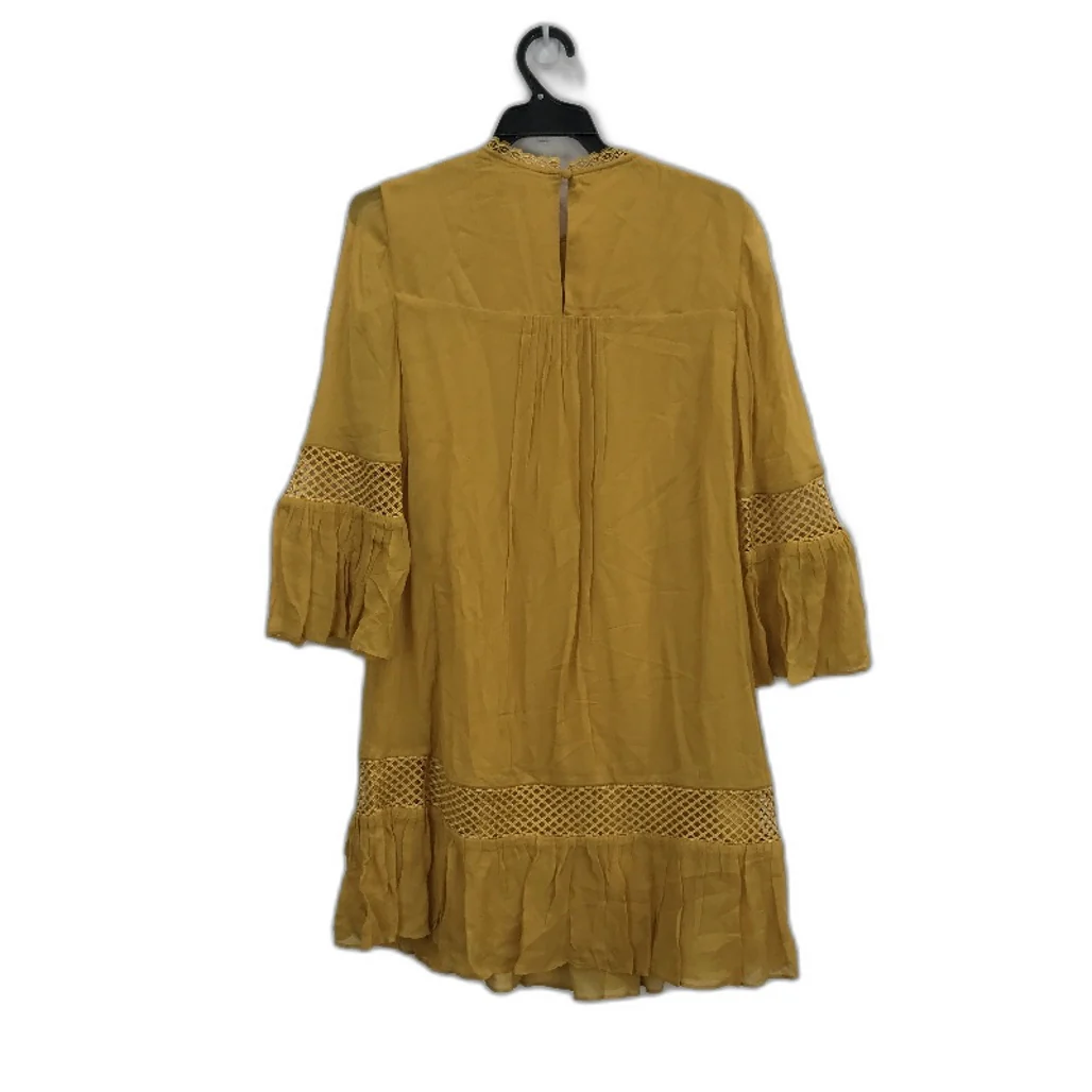 Ever New Mustard Embroidered Long Sleeve Flowy Mini Dress Ladies Size AU 4 NEW - Image 2