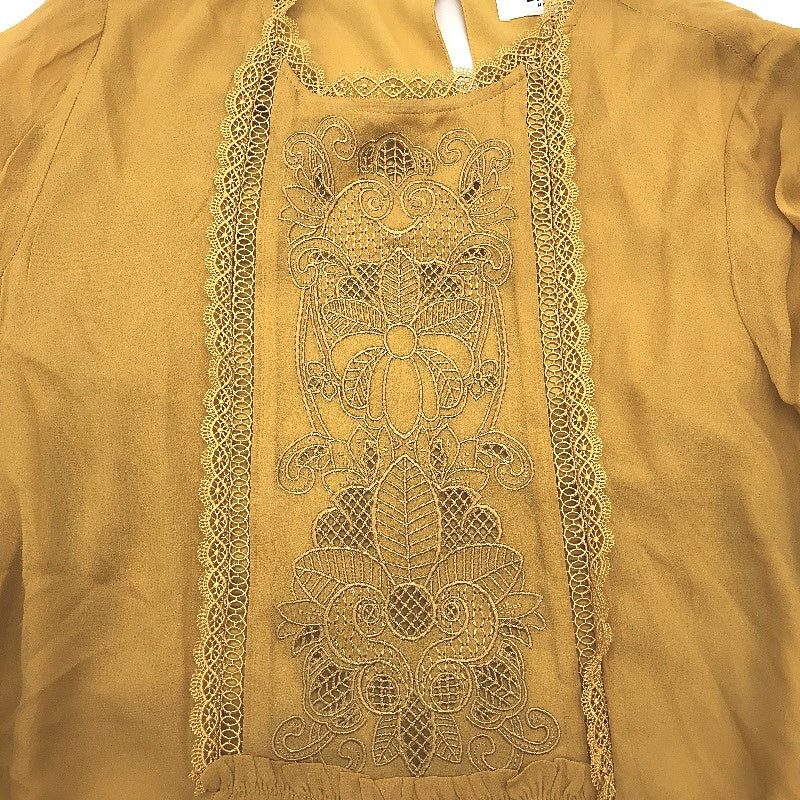 Ever New Mustard Embroidered Long Sleeve Flowy Mini Dress Ladies Size AU 4 NEW - Image 3