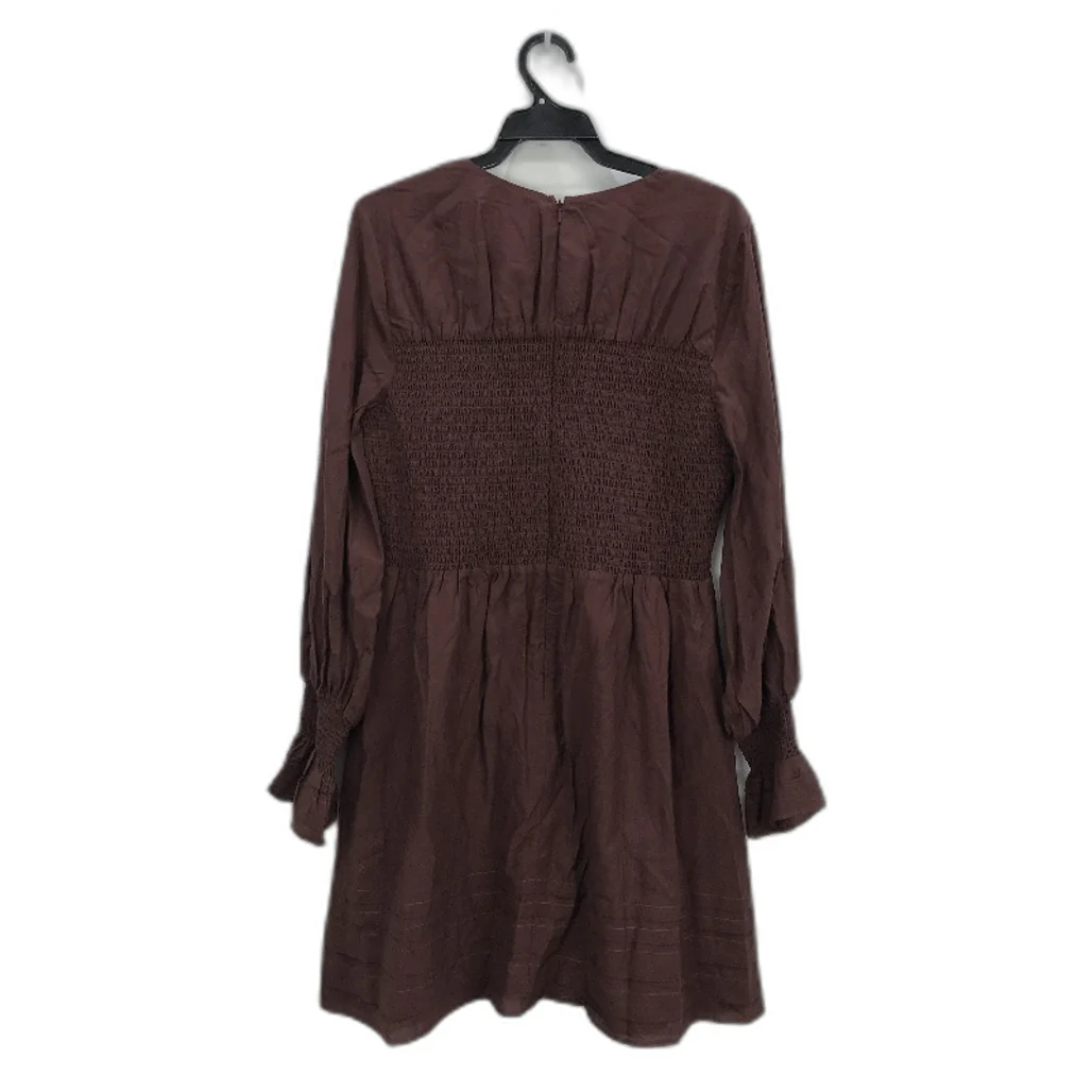 Ever New Brown Zip Back Long Sleeve High Neck Mini Dress Ladies Size AU 12 NEW - Image 2