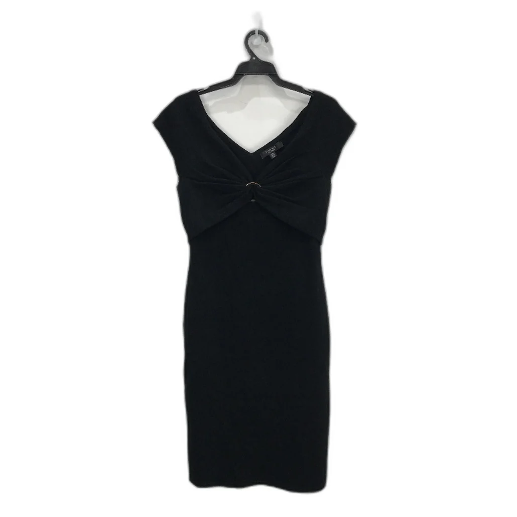 Ever New Black Bodycon Classy Crossover Ribbed Midi Dress Ladies Size AU 14 NEW