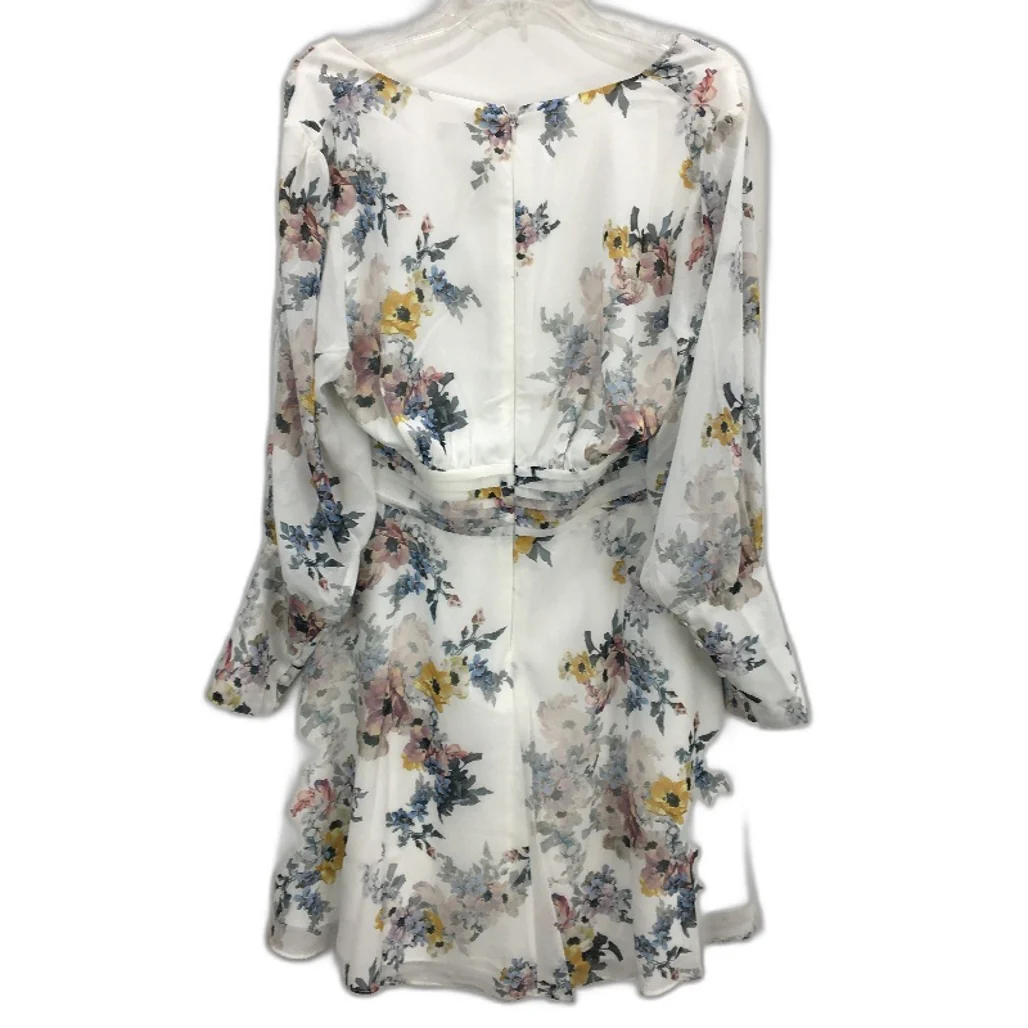 Ever New White Floral Patterned Long Sleeve Flowy Mini Dress Ladies Size AU 14 - Image 2