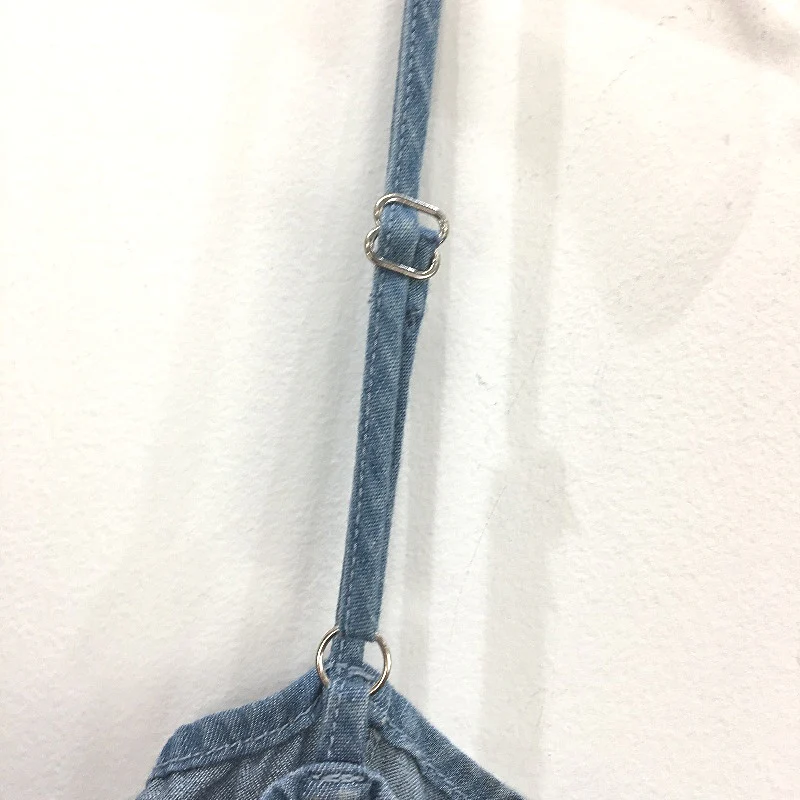 Blue Denim-Like Flowy Singlet Spaghetti Strap Mini Dress Ladies Size Medium - Image 4