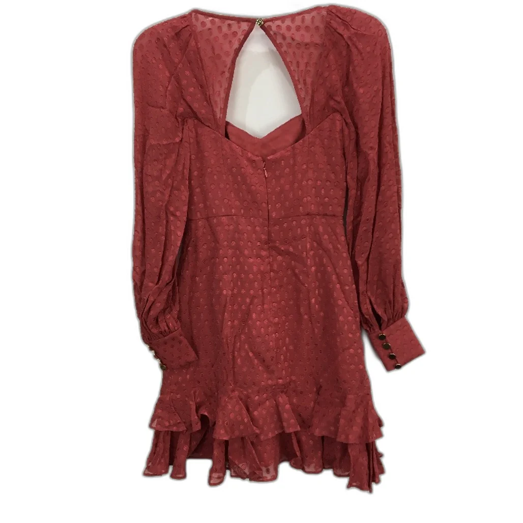Ever New Red Pink Long Sleeve Embroidered Patterned Mini Dress Ladies Size AU 4 - Image 2