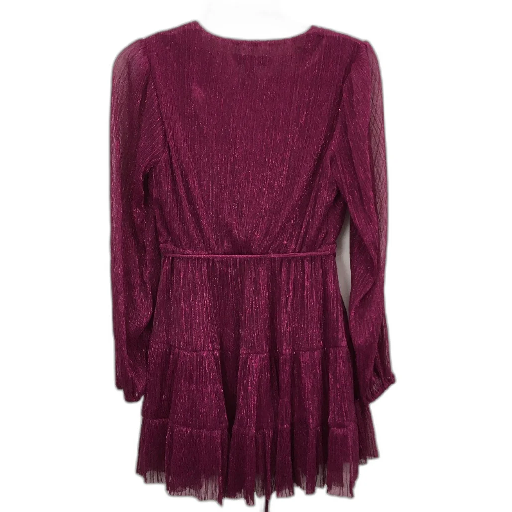 Ever New Pink Sparkly Long Sleeve Flowy Mini Party Dress Belted Ladies Size AU 8 - Image 2