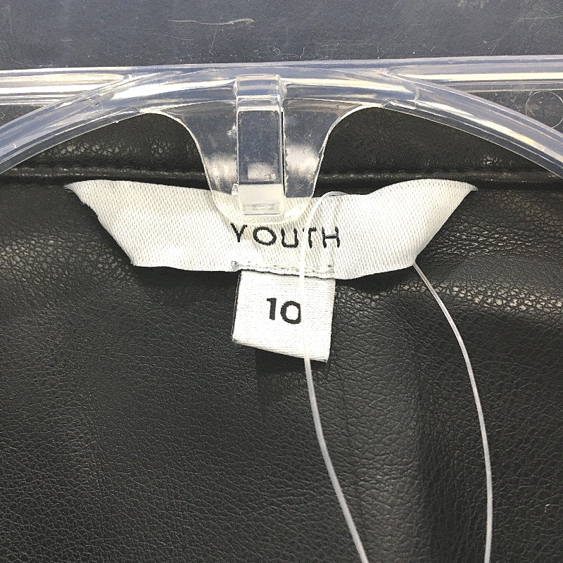 Black Faux Leather PU Button Down Kids Jacket With Front Pockets Youth Sz 10 NEW - Image 3