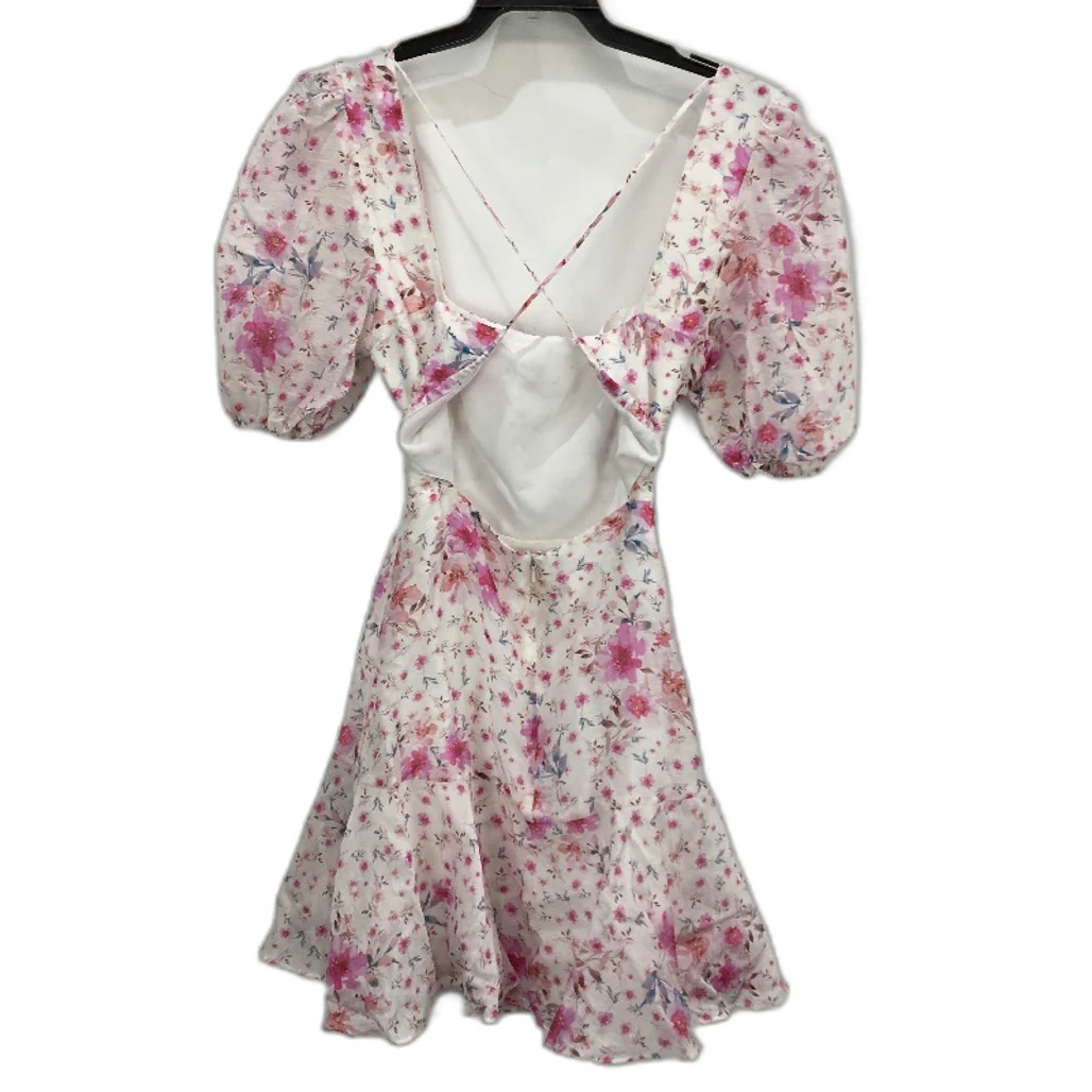 Ever New Floral Pattern Puffy Sleeve Flowy Open Back Mini Dress Ladies Size AU 8 - Image 2