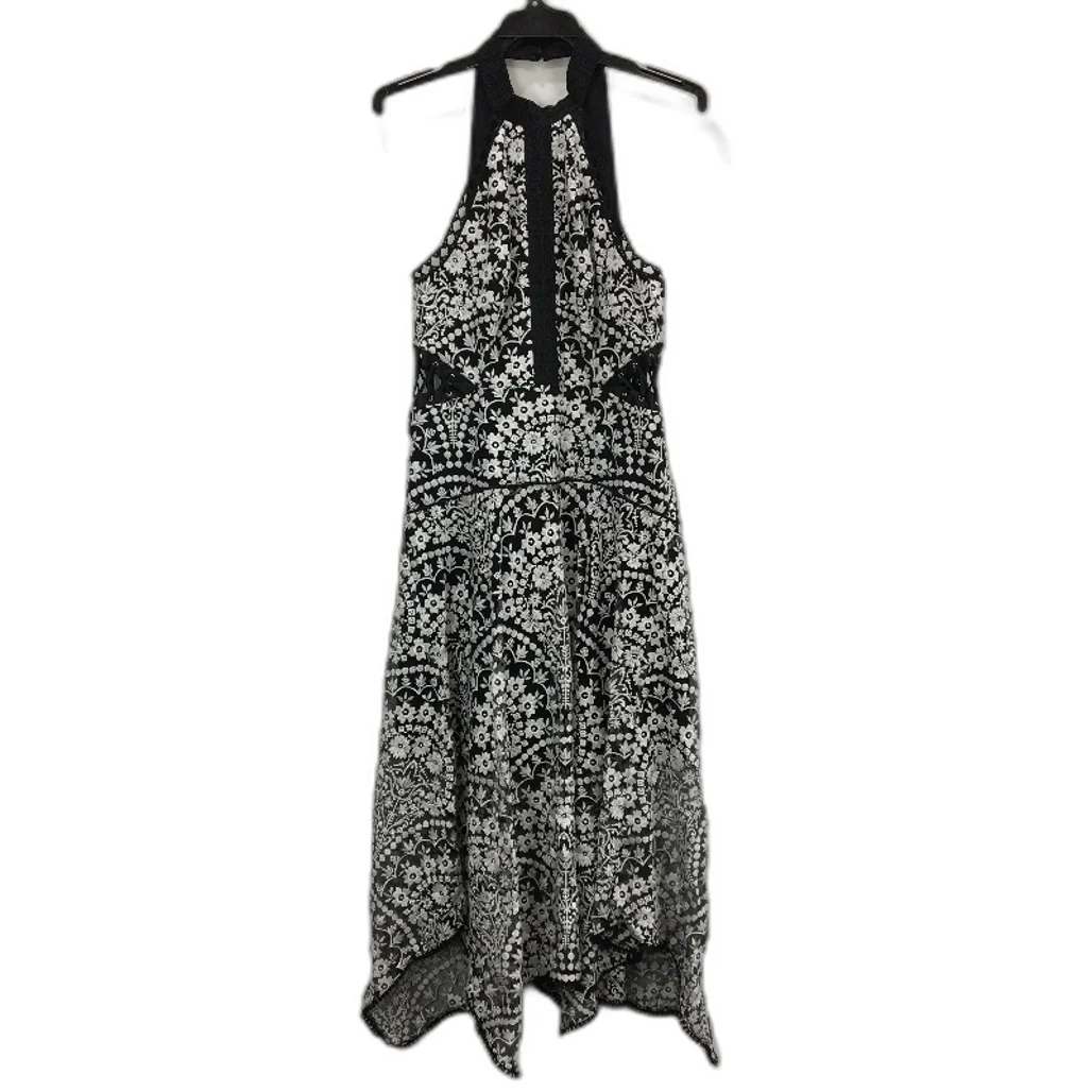 Forever New Black & White Floral Patterned High-Neck Midi Dress Ladies Size AU 8