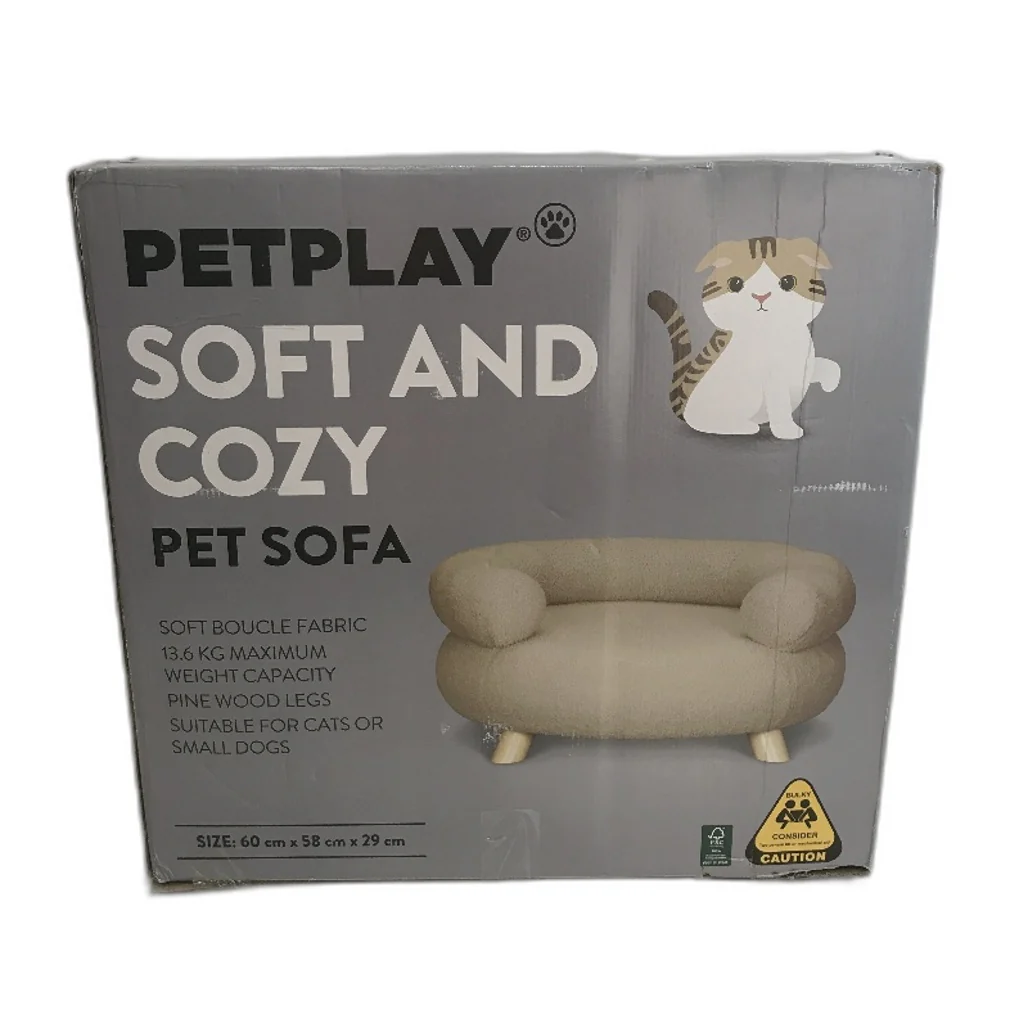Petplay Beige Pet Sofa Soft Cozy Fluffy Dog & Cat Chair 60 x 58 x 29cm NEW - Image 9