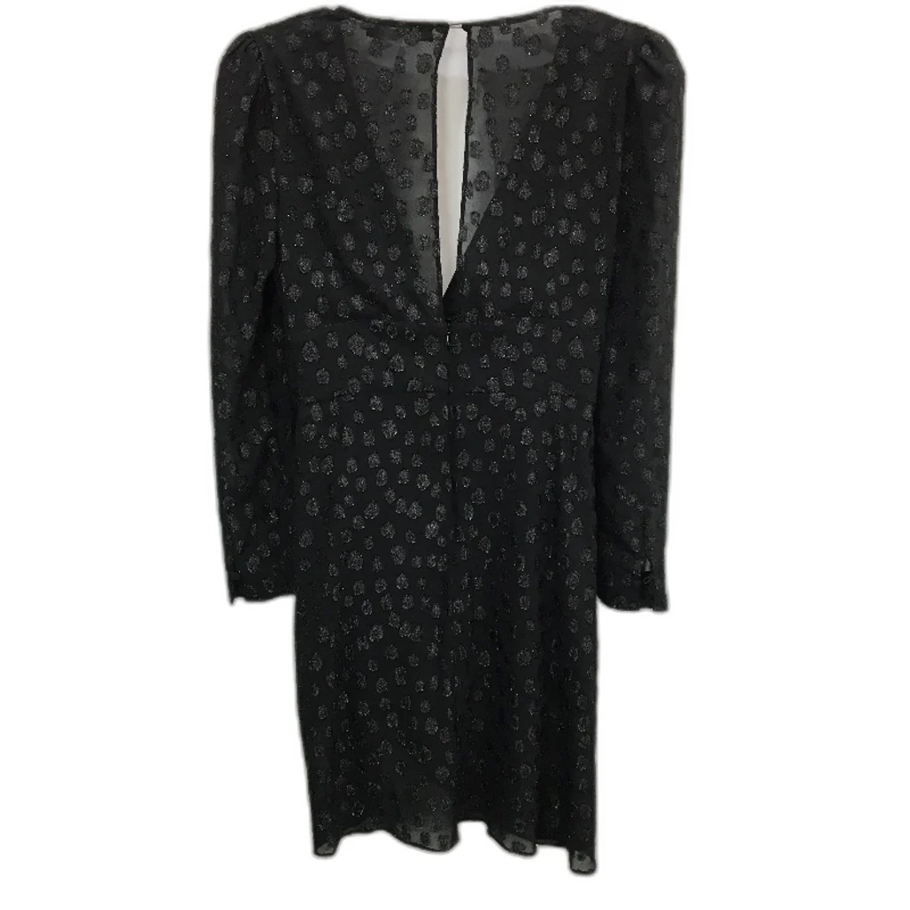 Forever New Black Sheer Patterned Long Sleeve Mini Dress Ladies Size Medium - Image 2