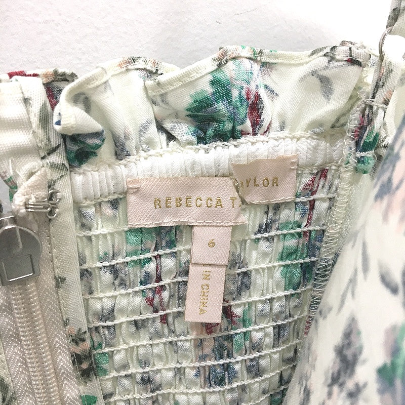 Rebecca Taylor Floral Tie Waist Zip-Back Ruffled Mini Dress Ladies Size AU 6 - Image 4