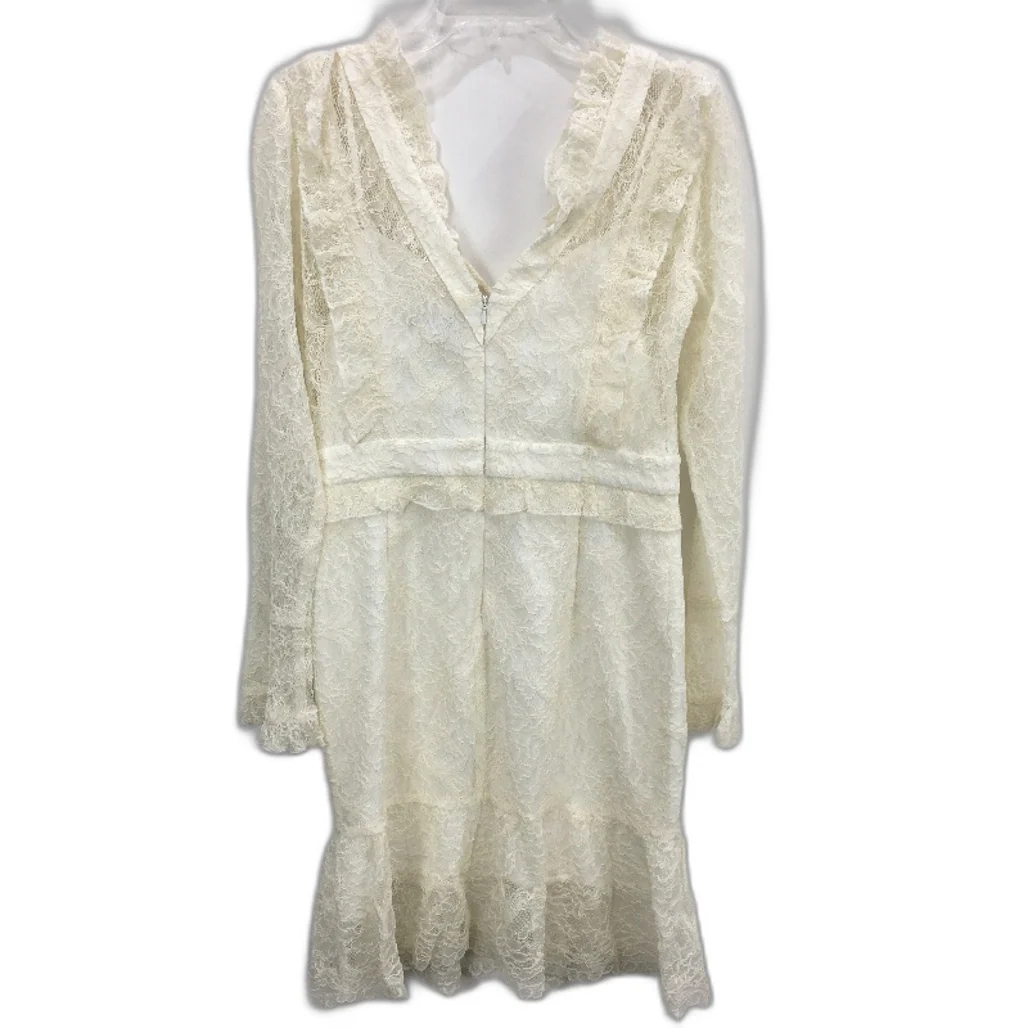 Forever New Cream Lace Patterned Long Sleeve Mini Dress Ladies Size AU 10 - Image 2