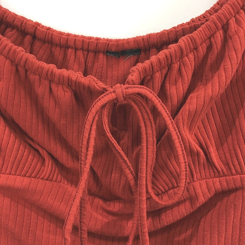 Forever New Red Ribbed Tie Front Lettuce Trim Mini Dress Ladies Size AU 8 - Image 3