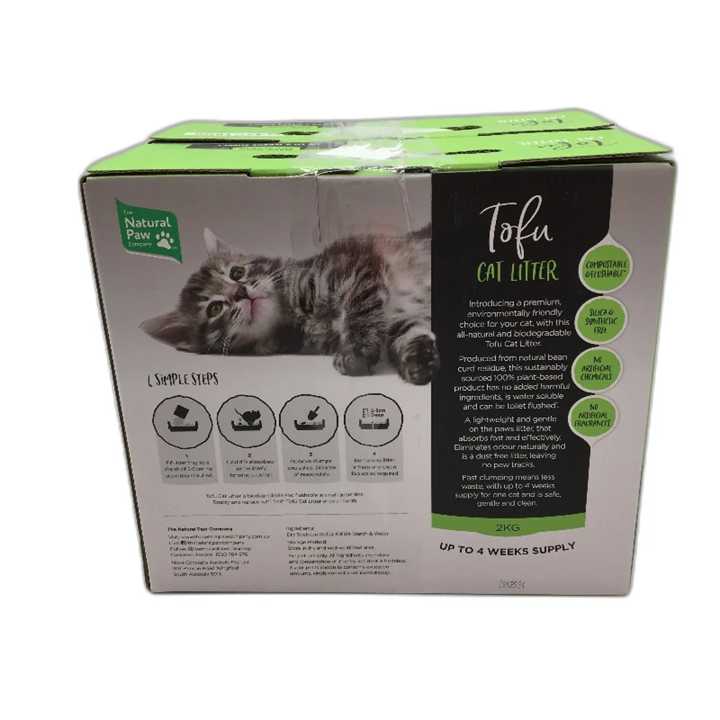 The Natural Paw Co. 2 Pk Tofu Cat Litter 4kg Total 8 Weeks Supply Odour Control - Image 2