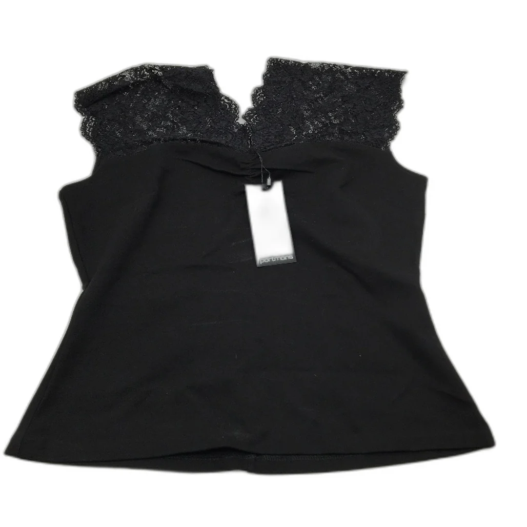 Portmans Lana Lace Sleeveless Black Ponte Top Ladies Size Medium NEW