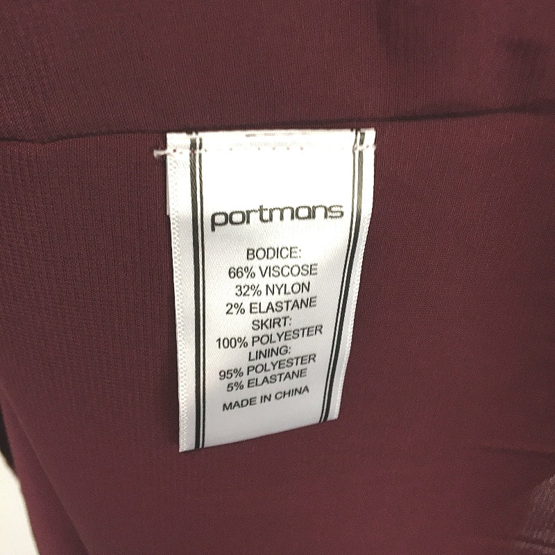 Portmans Anita Pleated Shortsleeve Shiraz Red Midi Dress Ladies Size AU 10 NEW - Image 7