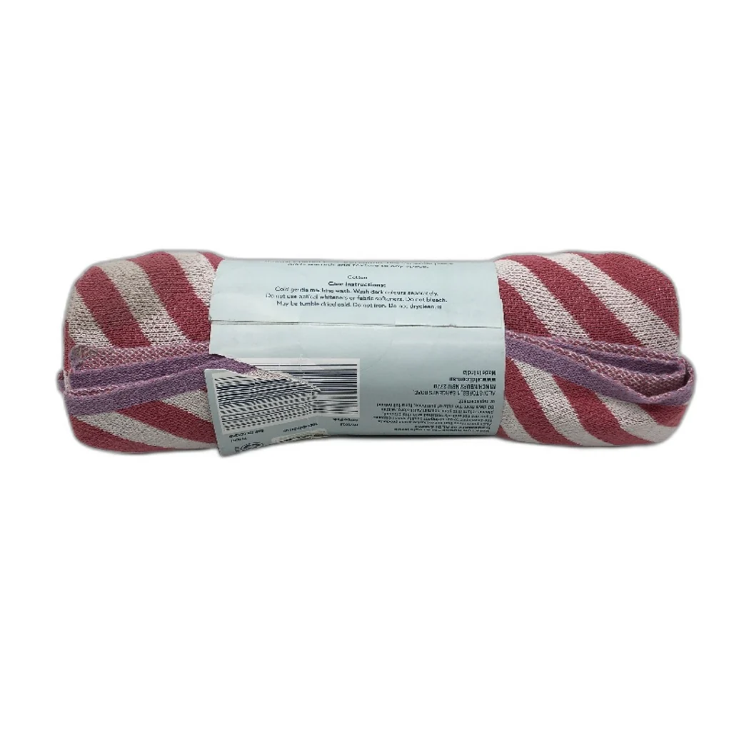 Kirkton House Jacquard Stripe Pink Knitted Cotton Throw 100cm x 120cm NEW - Image 2