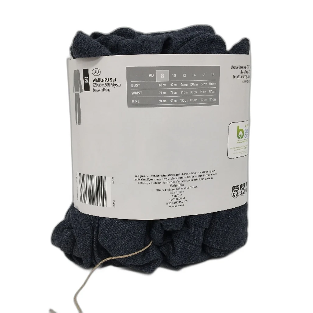 Serra Cotton Blend Charcoal Grey Full Length Waffle PJ Set Ladies Size 8 NEW - Image 2