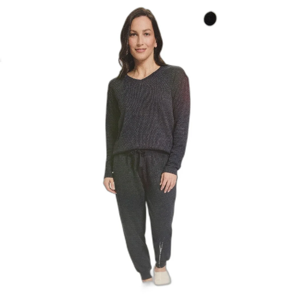 Serra Cotton Blend Charcoal Grey Full Length Waffle PJ Set Ladies Size 8 NEW - Image 4