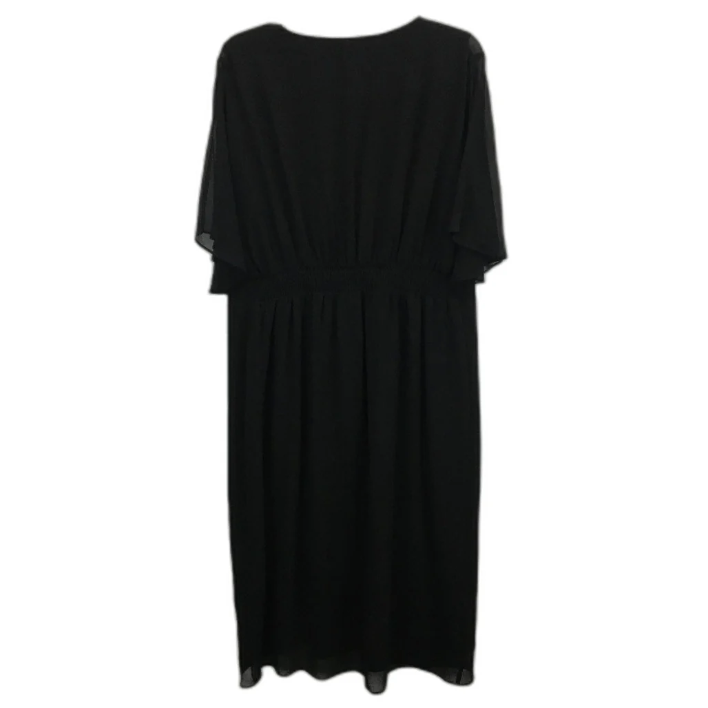 Forever New Black Short Sleeve Flowy Crossover Front Midi Dress Ladies Sz AU 16 - Image 2