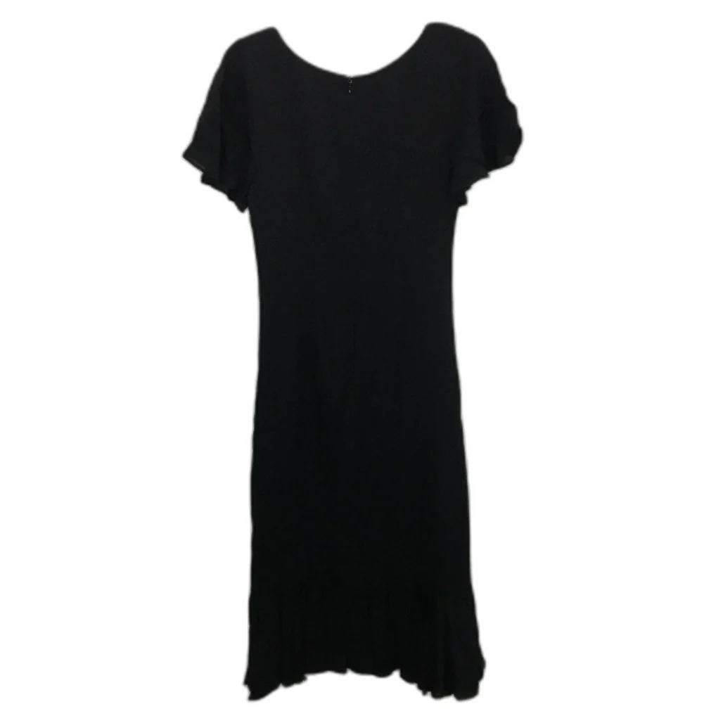 Forever New Black Short Sleeve Ruffled Ruched Flowy Midi Dress Ladies Size AU 8 - Image 2
