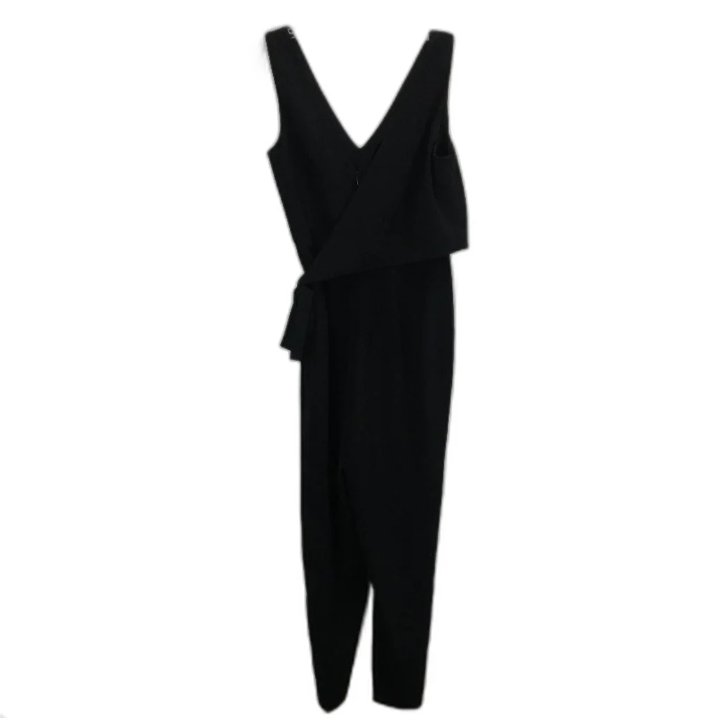 Forever New Black Wrap Tie Side Straight Leg Jumpsuit Ladies Size AU 10 - Image 2