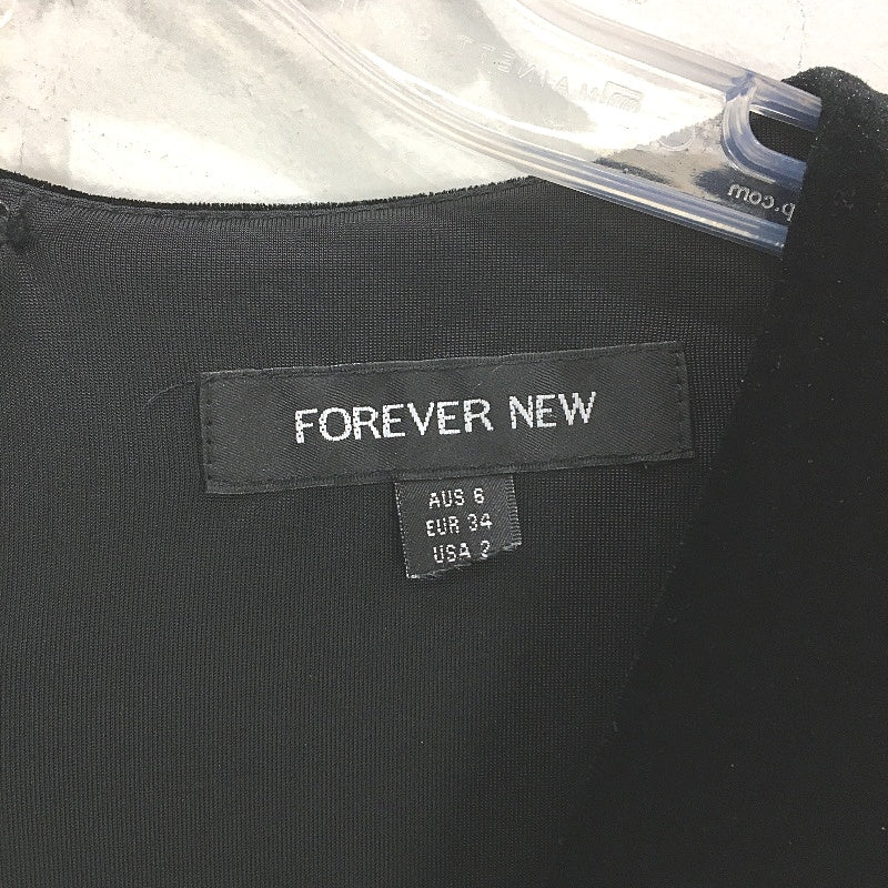 Forever New Black Long Sleeve Soft Velvet Twist Midi Dress Ladies Size AU 6 - Image 4