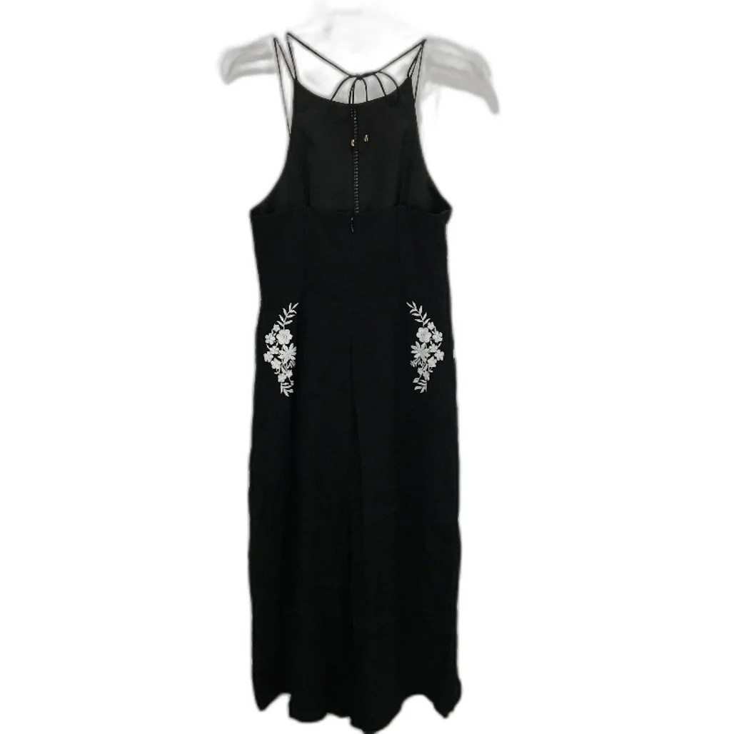 Forever New Black Floral Embroidered High Neck Half Leg Playsuit Ladies Sz AU 8 - Image 2