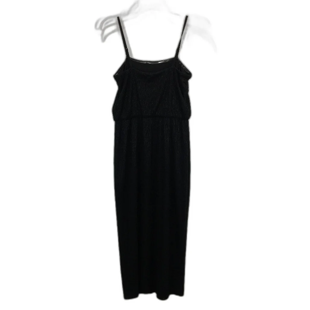 Forever New Black Stretchy Ribbed Split Midi Dress Ladies Size AU 6/8 NEW - Image 2
