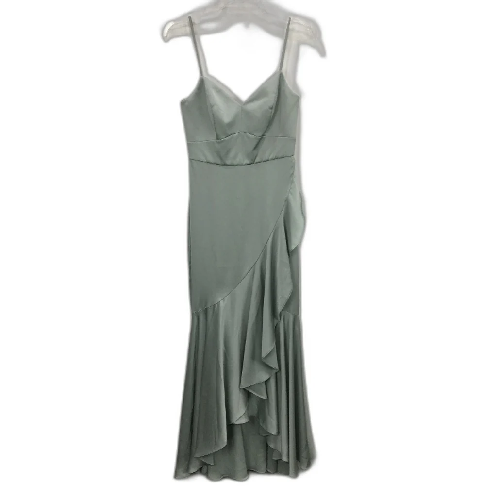 Forever New Green Silky Layered Ruffle Formal Midi Dress Ladies Size AU 6 NEW