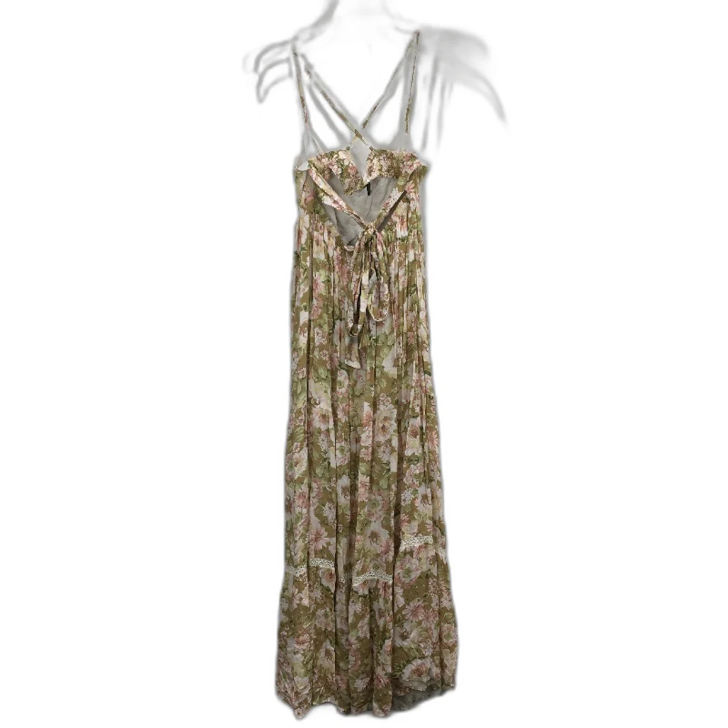 Forever New Green Floral Pattern Cross Back Flowy Midi Dress Ladies Size AU 8 - Image 2