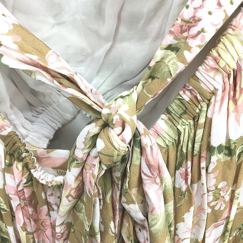 Forever New Green Floral Pattern Cross Back Flowy Midi Dress Ladies Size AU 8 - Image 3