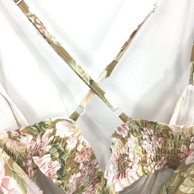 Forever New Green Floral Pattern Cross Back Flowy Midi Dress Ladies Size AU 8 - Image 4