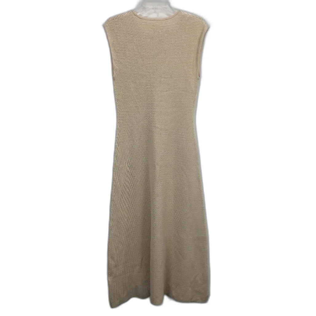 Beige Knit Tank Singlet Sheer Midi Dress Beach Casual Ladies Size Medium - Image 2