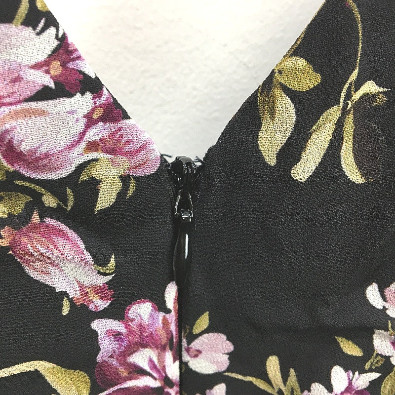 Forever New Black Long Sleeve Floral Layered Ruffle Midi Dress Ladies Size AU 8 - Image 3