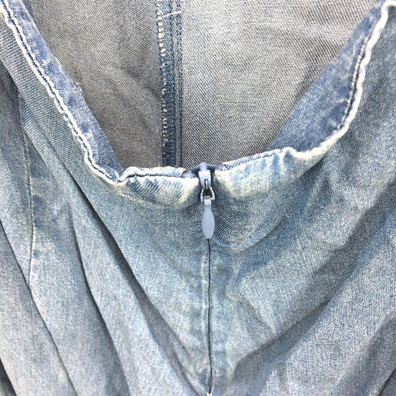 Forever New Blue Denim Open Tie-Back Ruffle Playsuit Ladies Size AU 16 NEW - Image 5