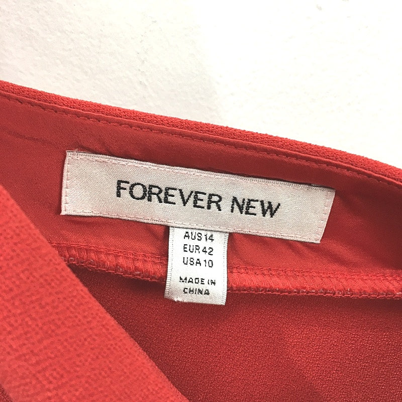 Forever New Red Plain Bodycon Split Zip-Back Midi Dress Ladies Size AU 14 NEW - Image 4