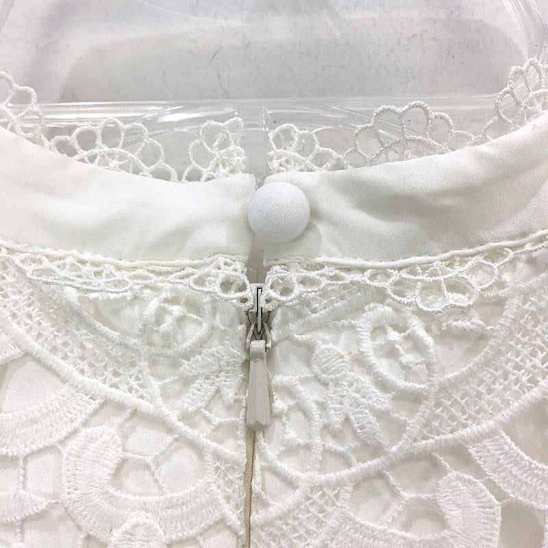 Forever New White High Neck Lacy Patterned Midi Dress Ladies Size AU 10 NEW - Image 3