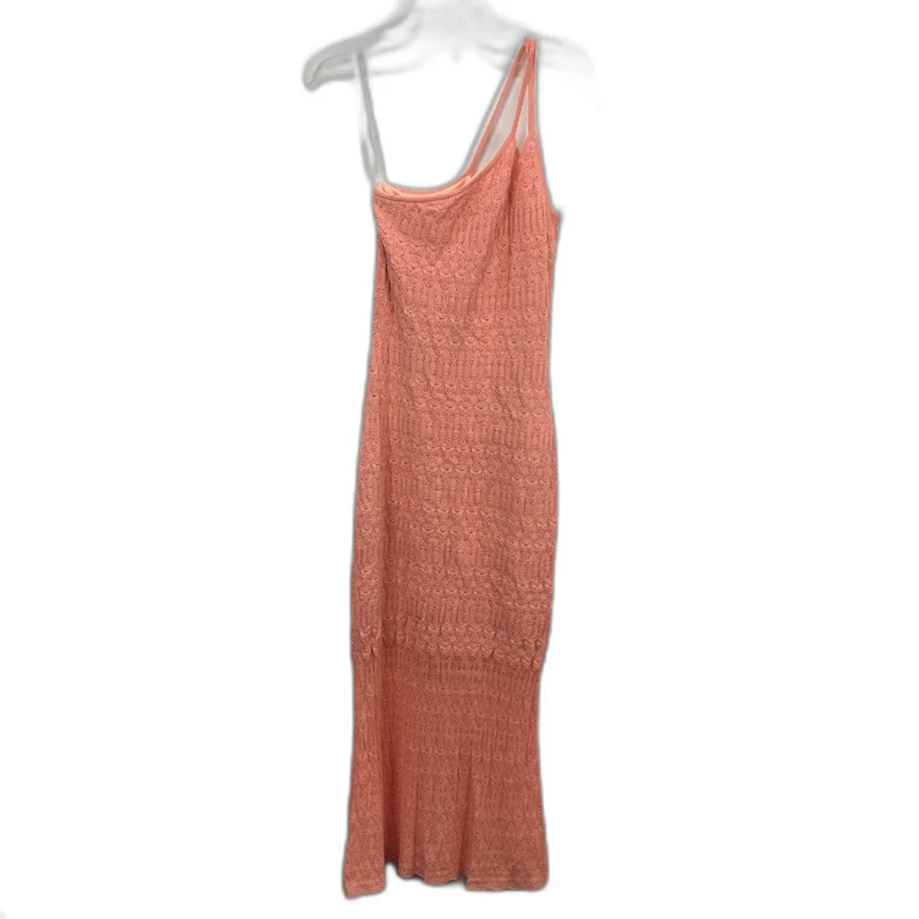 Forever New Peach One-Shoulder Knit Patterned Midi Dress Ladies Size AU 8/10 NEW - Image 2
