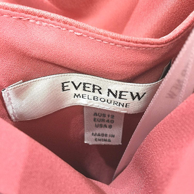 Ever New Rose Pink Cross Back Strap Satin Flowy Midi Dress Ladies Size AU 12 NEW - Image 4