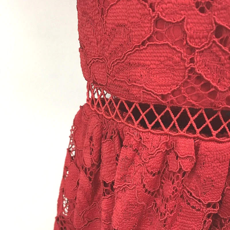 Ever New Red Floral Mesh Lining Short Sleeve Midi Dress Ladies Size AU 8 NEW - Image 4