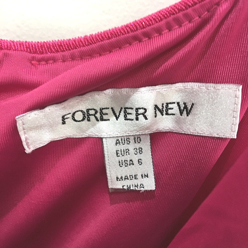 Forever New Pink Sparkly Knot Stretchy Bodycon Midi Dress Ladies Size AU 10 NEW - Image 4