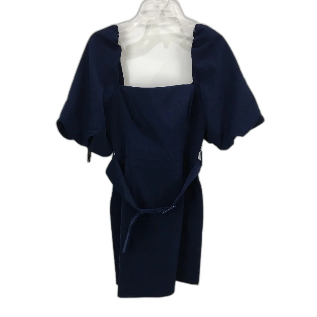 Ever New Navy Belted Square Neck Short Puffy Sleeve Mini Dress Ladies Size AU 12