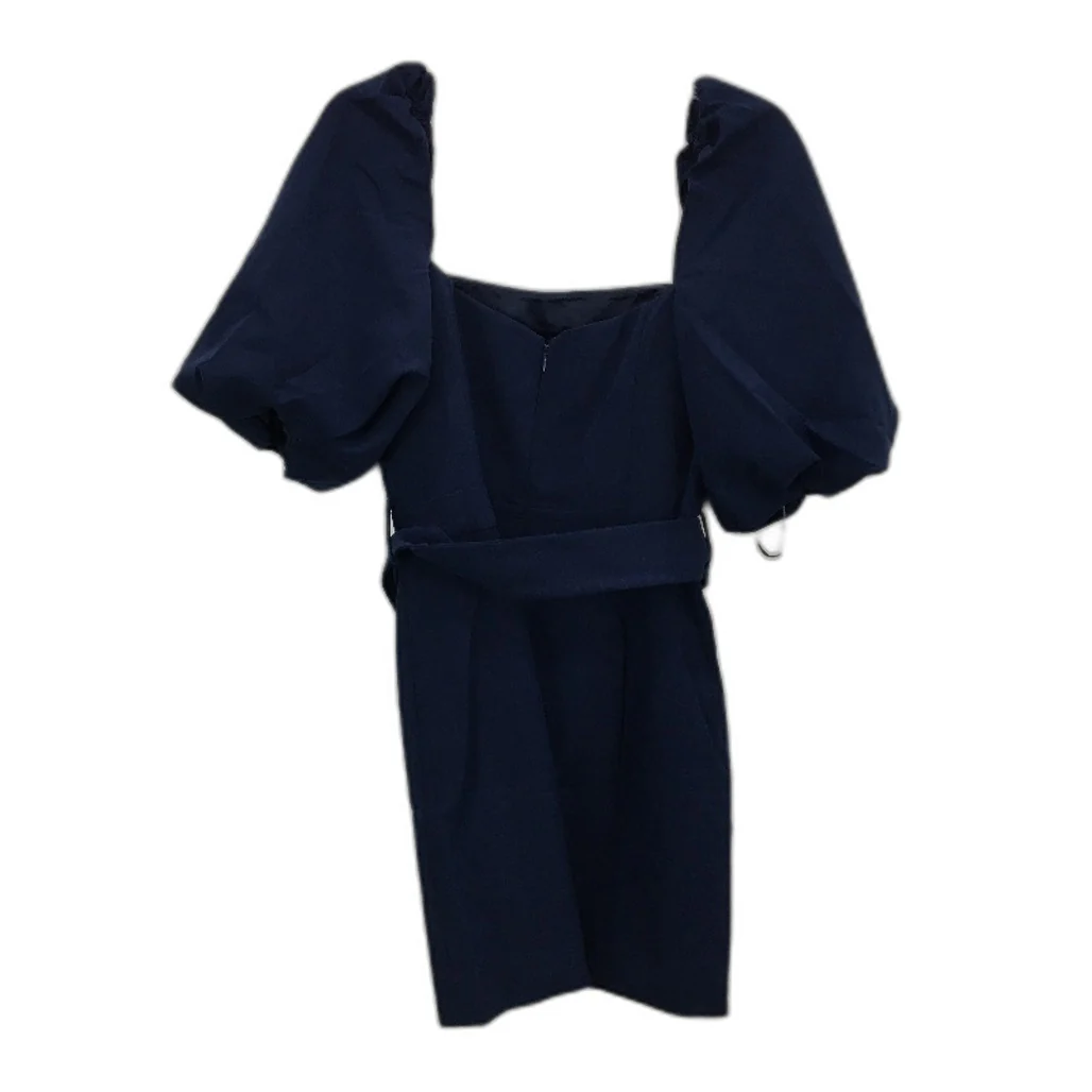 Ever New Navy Belted Square Neck Short Puffy Sleeve Mini Dress Ladies Size AU 12 - Image 2