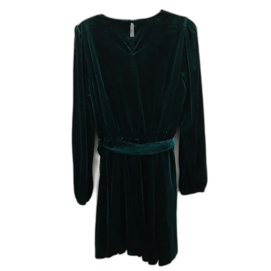 Ever New Green Velvet Long Sleeve Soft Belted Mini Dress Ladies Size AU 14 NEW - Image 2
