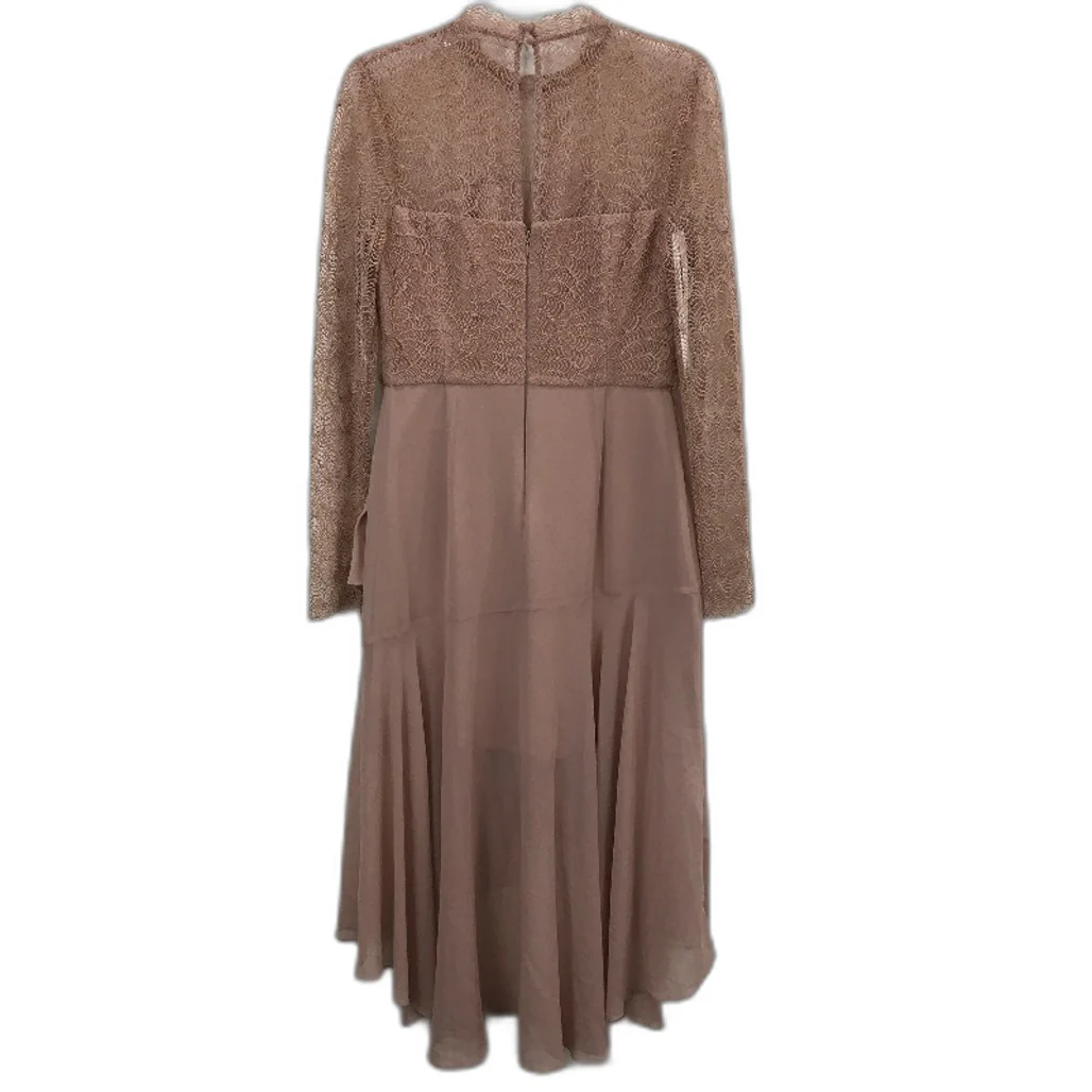 Forever New Brown Layered Flowy Long Sleeve Patterned Midi Dress Ladies Sz AU 10 - Image 2