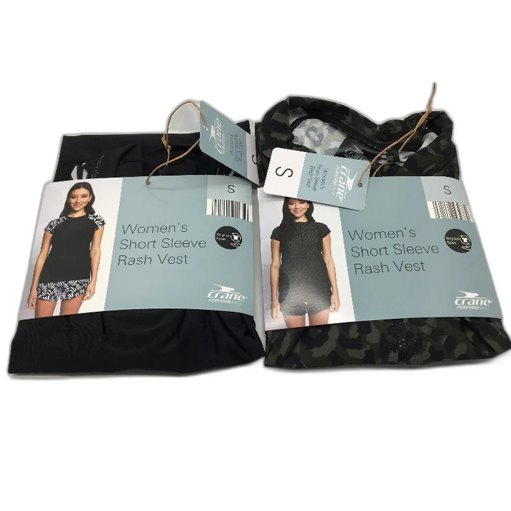 Crane Performance 2 Pack Short Sleeve Rash Vests Swimwear Ladies Size S NEW
