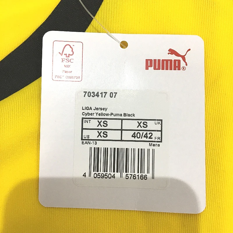 PUMA LIGA Jersey Cyber Yellow & Black Sports T Shirt Training Top Mens Size XS - Image 4