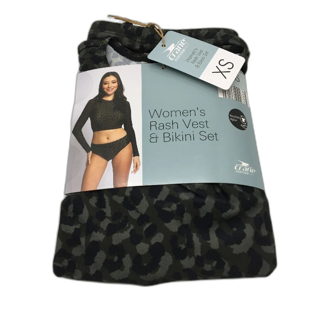Crane Performance Black & Camo Rash Vest & Bikini Set Swimwear Ladies Sze XS NEW
